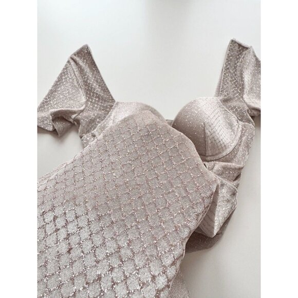 LA SENZA Grey Velvet Glitter Padded Sweetheart Corset Mini Dress, Size S - Picture 10 of 14